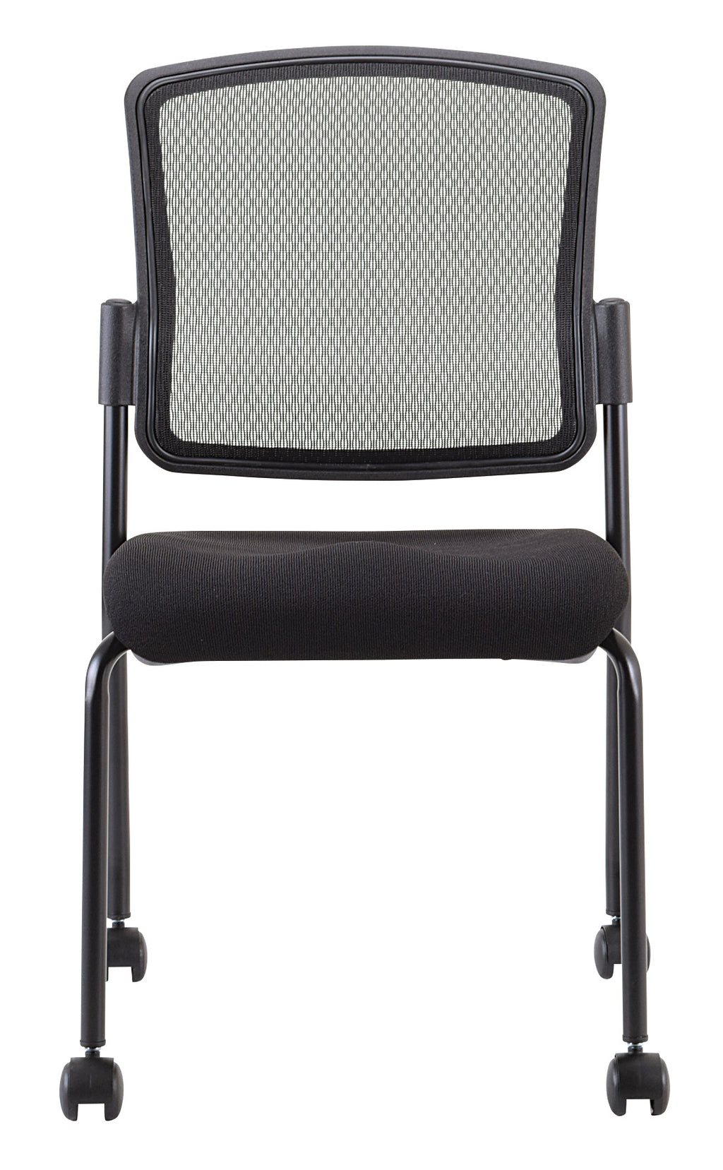 Black Mesh Fabric Rolling Guest Chair