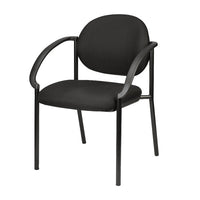 24" Set of 2 Deep Black Fabric Guest Arm Chairs