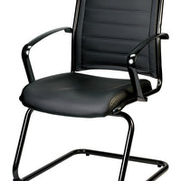 22" x 25.5" x 35.4" Black Leather Guest Chair