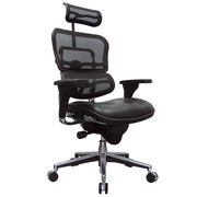 26" x 27.5" x 46" Black Leather - Mesh Chair