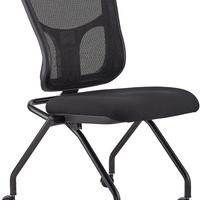 Set of 2 Ergonomic Black Mesh Rolling Guest Chairs