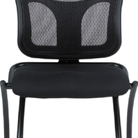 Set of 2 Ergonomic Black Mesh Rolling Guest Chairs