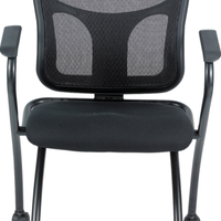 Set of 2 Ergonomic Black Mesh Rolling Arm Chairs