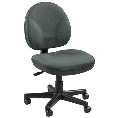 Pewter Blue Fabric Seat Swivel Adjustable Task Chair Fabric Back Plastic Frame