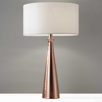 Brushed Copper Metal Finish Tapered Base Table Lamp