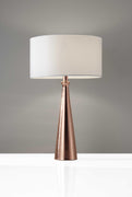 Brushed Copper Metal Finish Tapered Base Table Lamp