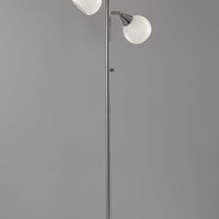 Floor Lamp Brushed Steel Metal Three Adjustable Globes