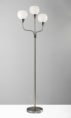 Floor Lamp Brushed Steel Metal Three Arm Adjustable Globes