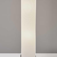 Brown Reed Floor Lamp with Elongated Rectangular Linen Shade