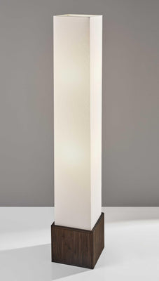 Brown Reed Floor Lamp with Elongated Rectangular Linen Shade