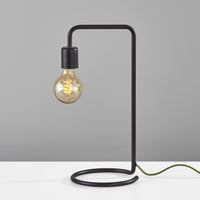 Industrial Matte Black Finish Metal Desk Lamp with Vintage Edison Bulb