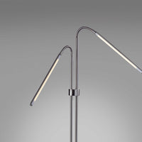 Floor Lamp with Two Adjustable Brushed Steel Metal LED Tube Shades with Black Marble Base