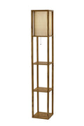 Floor Lamp with Natural Wood Finish Storage Shelves
