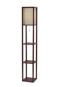 Floor Lamp with Walnut Wood Finish Storage Shelves