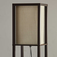 Floor Lamp with Walnut Wood Finish Storage Shelves