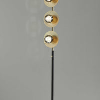 Soft Spotlight Floor Lamp with Three Black Metal and Smoked Glass LED Globes