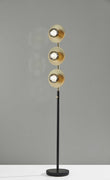 Soft Spotlight Floor Lamp with Three Black Metal and Smoked Glass LED Globes