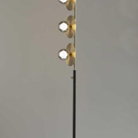 Soft Spotlight Floor Lamp with Three Black Metal and Smoked Glass LED Globes