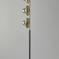 Soft Spotlight Floor Lamp with Three Black Metal and Smoked Glass LED Globes