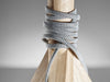 Natural Wood Tripod Base with Grey Felt Tapered Drum Shade Table Lamp