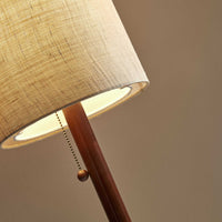 Walnut Wood Finish Floor Lamp with Slim Cylindrical Shade