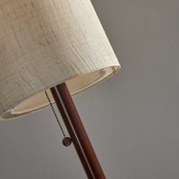 Walnut Wood Finish Floor Lamp with Slim Cylindrical Shade