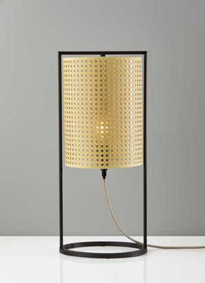 Tall Fashionable Cane Shade Table Lantern Lamp
