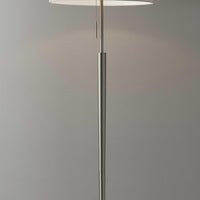 Floor Lamp Contemporary Brushed Steel Metal Tapered Pole