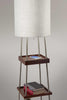 Walnut Wood Metal Shelf Floor Lamp with Charging Station