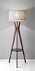 Walnut Wood Floor Lamp Tripod Base with Shelf