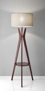 Walnut Wood Floor Lamp Tripod Base with Shelf