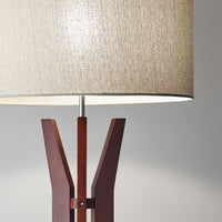 Walnut Wood Floor Lamp Tripod Base with Shelf