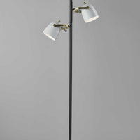 Three Light Floor Lamp with Adjustable White Metal Shades