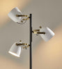 Three Light Floor Lamp with Adjustable White Metal Shades