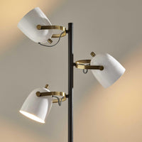 Three Light Floor Lamp with Adjustable White Metal Shades