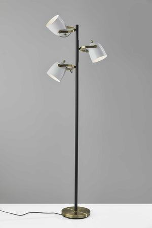 Three Light Floor Lamp with Adjustable White Metal Shades