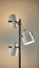 Three Light Floor Lamp with Adjustable White Metal Shades