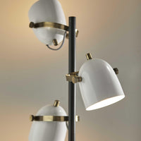 Three Light Floor Lamp with Adjustable White Metal Shades