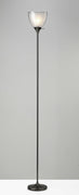 Shiny Black Nickel Finish Metal Torchiere Floor Lamp with Frosted Inner Shade