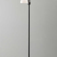 Adjustable Three Light Floor Lamp in Black Nickel Finish With Frosted Inner Shades