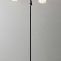 Adjustable Three Light Floor Lamp in Black Nickel Finish With Frosted Inner Shades