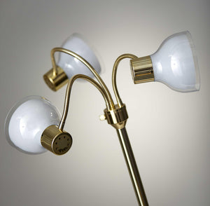 Adjustable Three Light Floor Lamp in Lustrous Gold Finish With Frosted Inner Shades