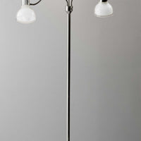 Adjustable Three Light Floor Lamp in Polished Nickel Finish With Frosted Inner Shades