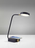 Tech Enhanced Black Metal Disk LED Adjustable Desk Lamp