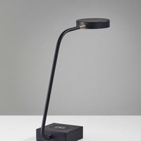 Tech Enhanced Black Metal Disk LED Adjustable Desk Lamp