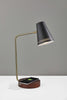 Antique Brass Enhanced Tech Desk Lamp with Black Metal Vented Cone Shades