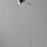 Brass Adjustable Floor Lamp with Black Metal Vented Cone Shades