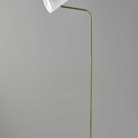 Brass Adjustable Floor Lamp with White Metal Vented Cone Shades