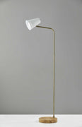 Brass Adjustable Floor Lamp with White Metal Vented Cone Shades