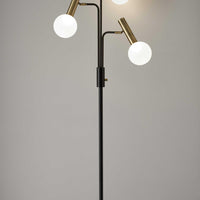 Sleek Black and Brass Finish LED 3-Arm Floor Lamp